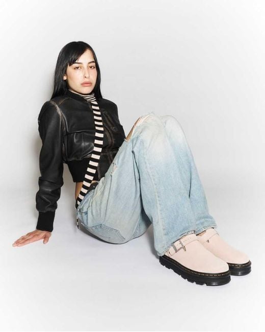 Dr. Martens Suède Zebzag Wildleder Casual Slingback Plateau Mules in White für Herren