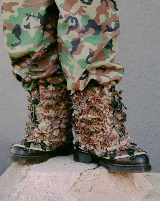 Dr. Martens Black Smooth Leather 1460 Babylon Camo Boots for men