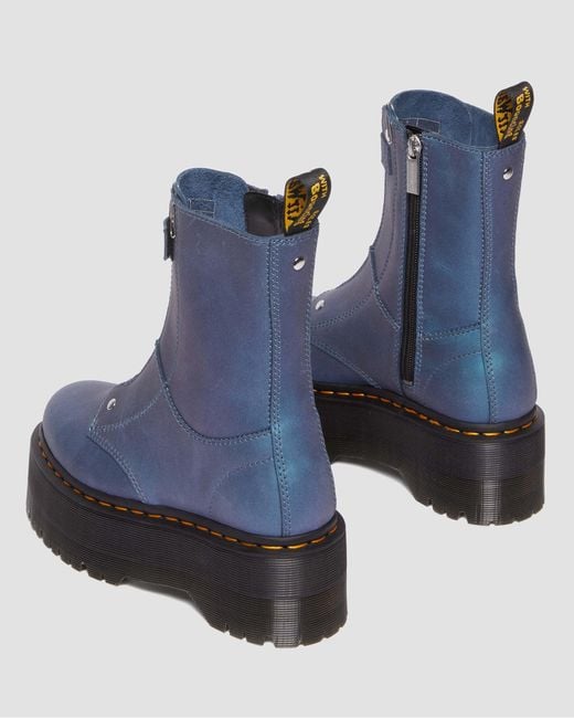 Dr. Martens Blue Jetta Hi Max Metallic Leather Platform Boots