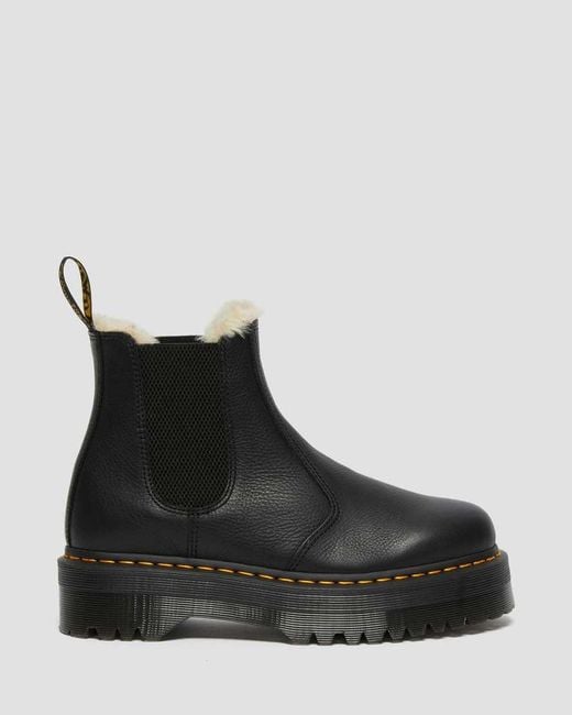 Dr. Martens Black 2976 Quad Plateau Chelsea Stiefel Gefüttert, Leder Schuhe