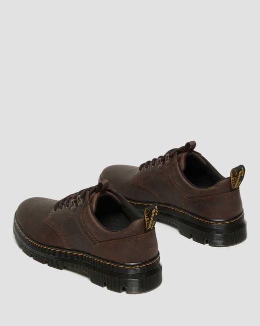 Dr. Martens Black Reeder Crazy Horse Leather Utility Shoes for men