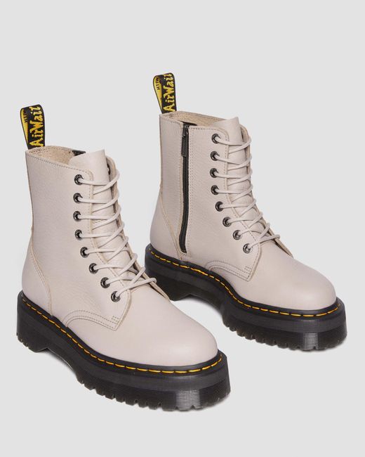 Dr. Martens White Jadon Iii Pisa Leather Platform Boots Taupe for men