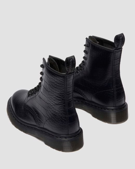 Dr. Martens 1460 Leren Laarzen Met Krokodilreliëf in het Black