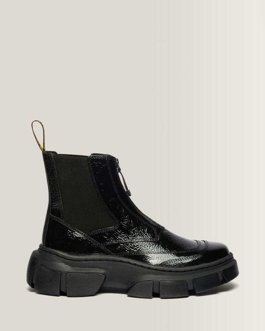 Dr. Martens Black Dmxl Distressed Patent Leather Chelsea Boots for men