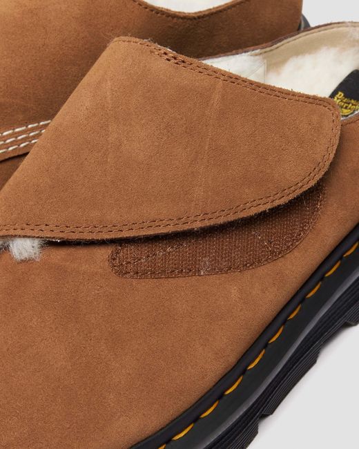 Dr. Martens Brown Zebzag Anywair Warm Lined Suede Mules