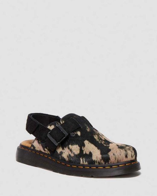 Dr. Martens Black Leather Jorge Ii Contrast Hair-On Mules for men