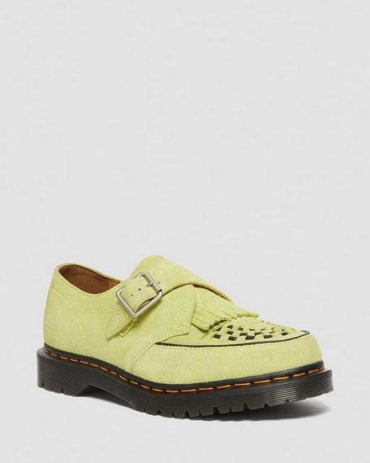 Dr. Martens Yellow Ramsey Suede Kiltie Buckle Creepers Shoes for men