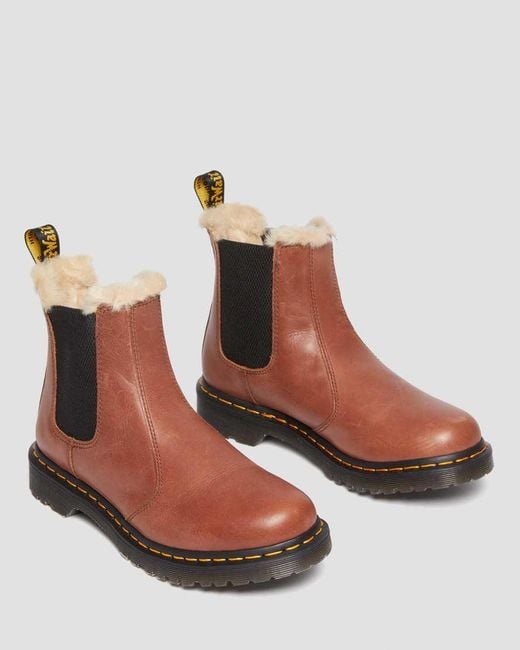 Dr. Martens Brown 2976 Leonore Faux Fur-Lined Chelsea Boots