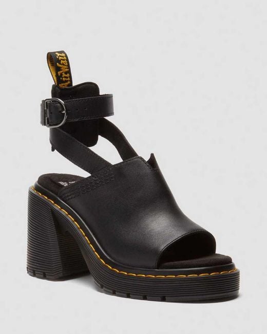 Dr. Martens Black Millee Leather Open Toe Sandals