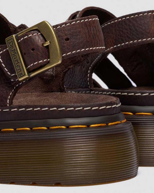 Dr. Martens Brown Wrenlie Open Toe Grizzly Leather Fisherman Platform Sandals