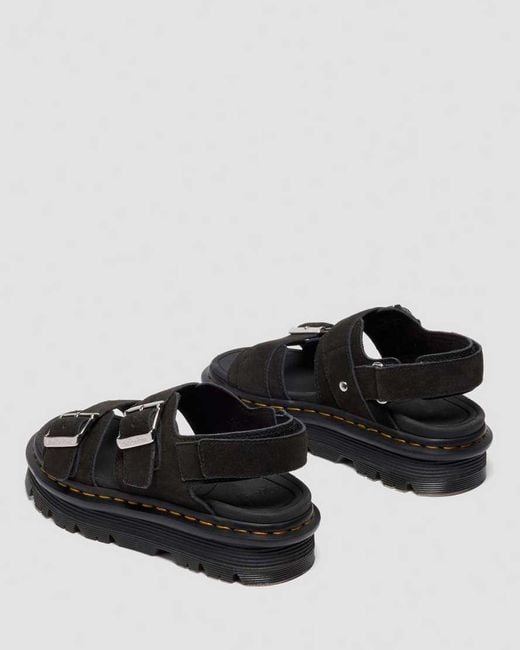 Dr. Martens Black Zebzag Suede Sandals