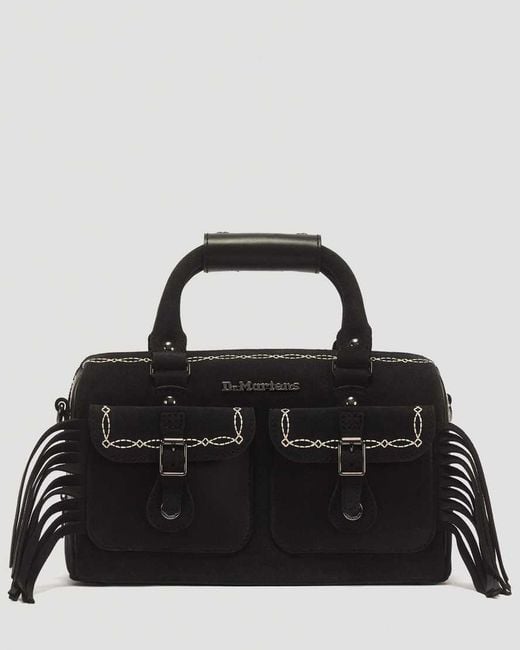 Dr. Martens Black Top Handle Desert Rodeo Leather & Suede Bag