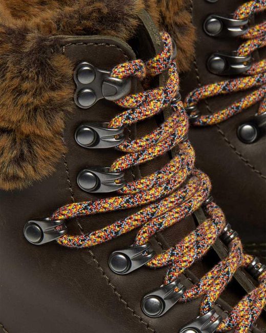 Dr. Martens Brown 1460 Serena Collar Faux Fur Lined Ankle Boots