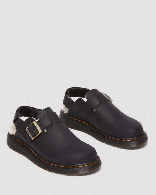Dr. Martens Black Jorge Ii Faux Fur Lined Mules for men