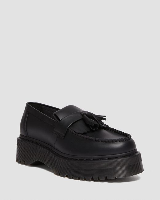 Dr. Martens Black Vegan Adrian Felix Platform Tassel Loafers for men