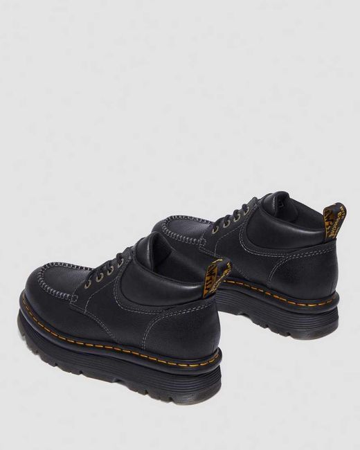Dr. Martens Black Zebzag Leather Casual 4-Eye Lace-Up Boots for men