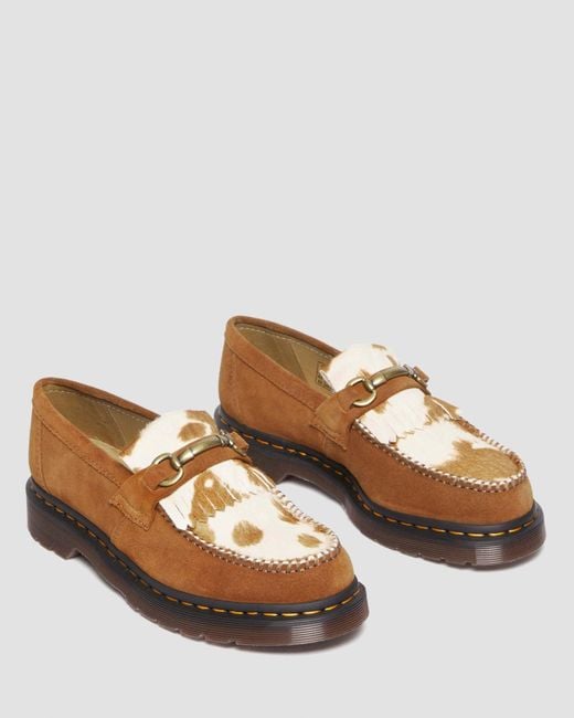 Dr. Martens Brown Adrian Snaffle Hair-on Cow Print Loafers for men