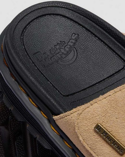 Dr. Martens Black Zebzag Suede Platform Slides