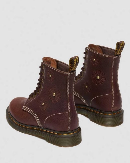 Dr. Martens Brown 1460 Pascal Flower Grizzly Leather Boots