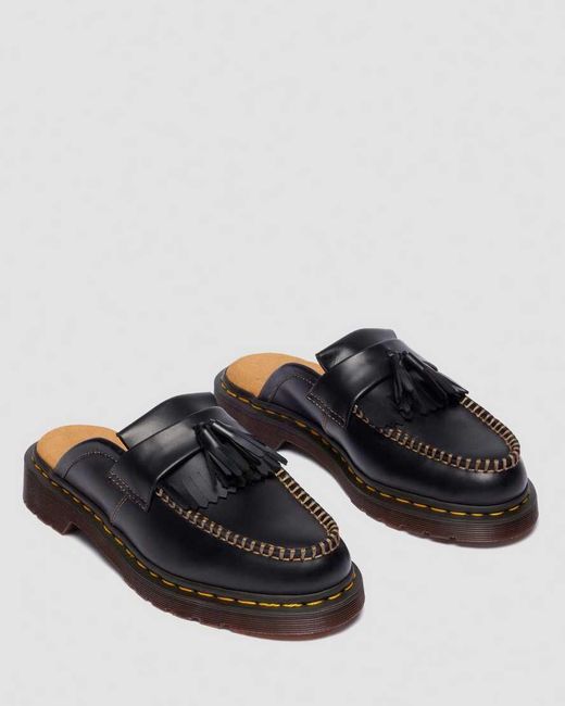 Dr. Martens Black Adrian Leather Mules Loafers for men