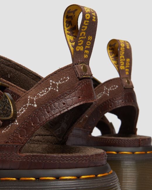 Dr. Martens Brown Gryphon Gothic Americana Leather Platform Sandals