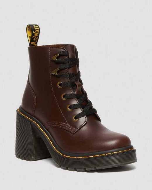 Dr. Martens Brown Jesy Leather Flared Heel Boots for men