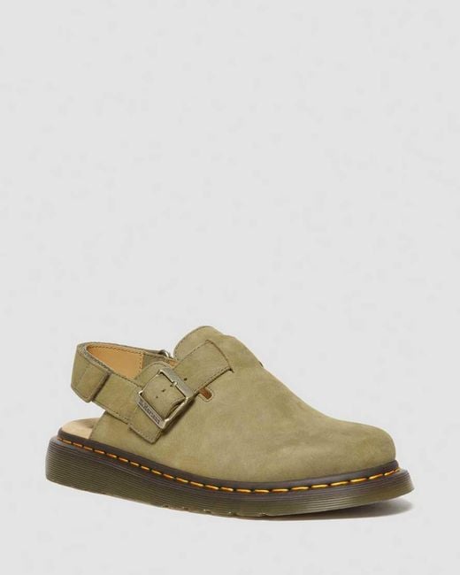 Dr. Martens Green Jorge Ii Tumbled Nubuck Leather Slingback Mules