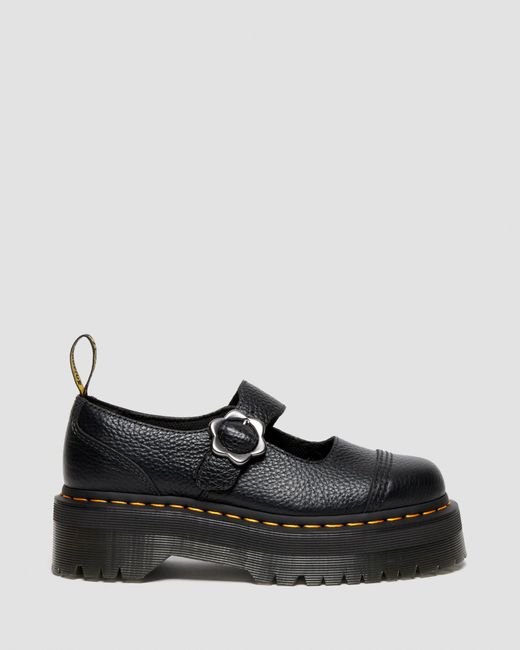 Nappa cuero zapatos con plataforma addina flower de piel Dr. Martens de color Black