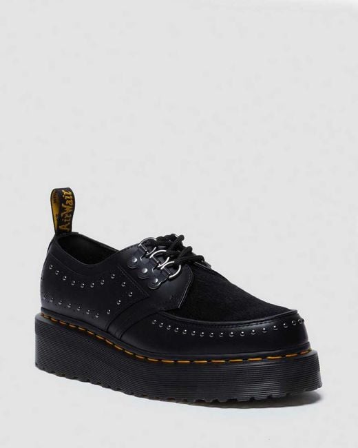 Dr. Martens Black Ramsey-Eye Leather Platform Creepers Shoes for men