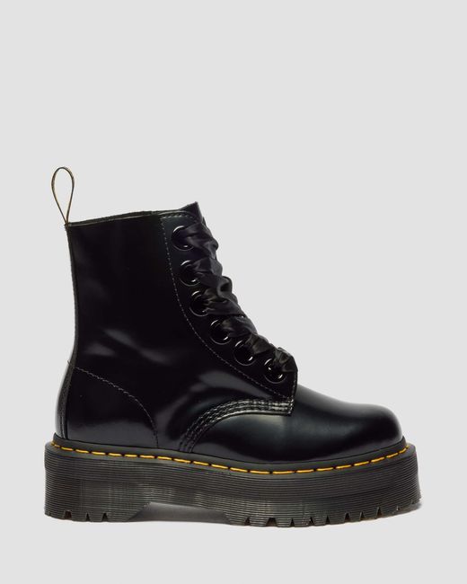 Cuero botas con plataforma molly en piel zapatos Dr. Martens de color Black