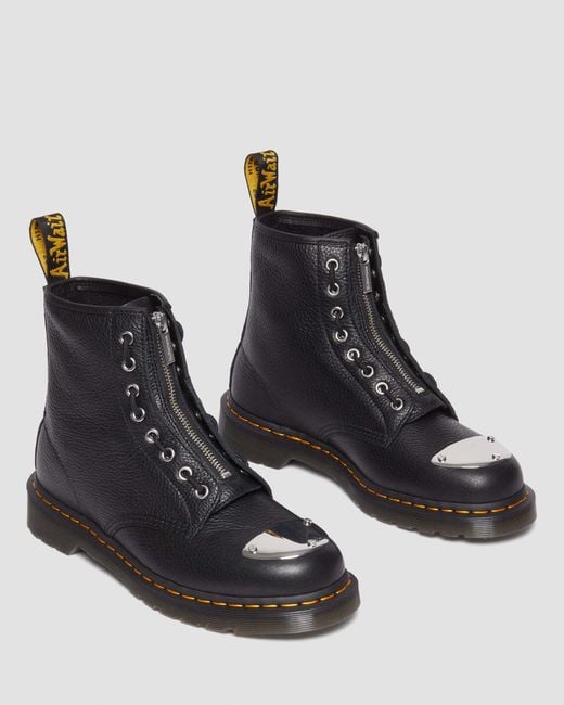 Dr. Martens Black 1460 Toe Plate Lunar Leather Jungle Zip Boots for men