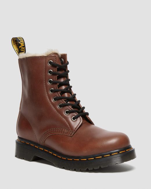 Dr. Martens 1460 Serena Faux Fur-lined Leather Boots in Brown | Lyst UK
