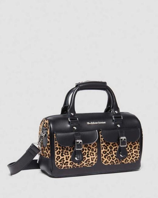 Dr. Martens Black Leather Print Hair-On Top Handle Bag