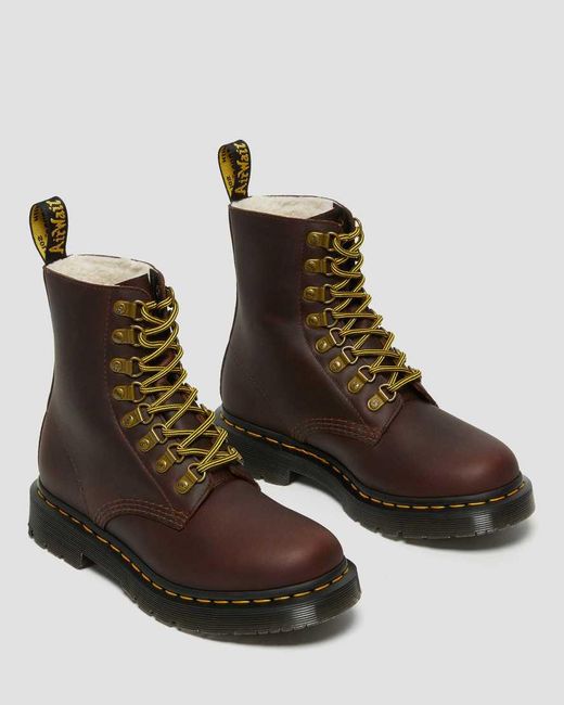 Dr. Martens Brown 1460 Pascal Dm's Wintergrip Leather Ankle Boots Dark