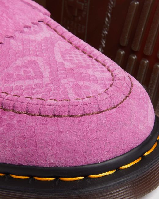 Dr. Martens Adrian snaffle repello emboss suede kiltie loafers in Pink für Herren
