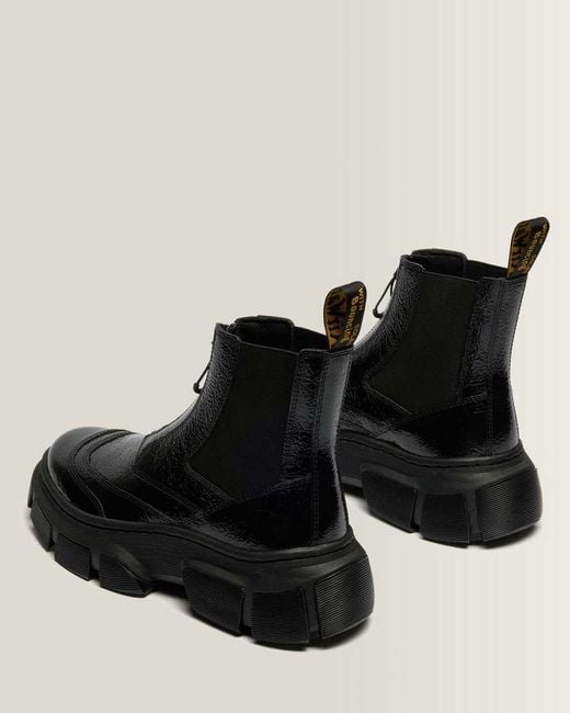 Dr. Martens Black Dmxl Distressed Patent Leather Chelsea Boots for men