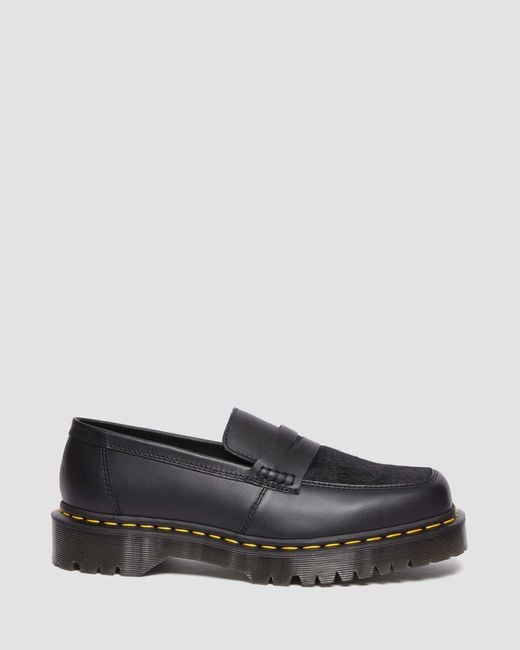 Dr. Martens Black Penton Bex Square Toe Hair-on & Leather Loafers