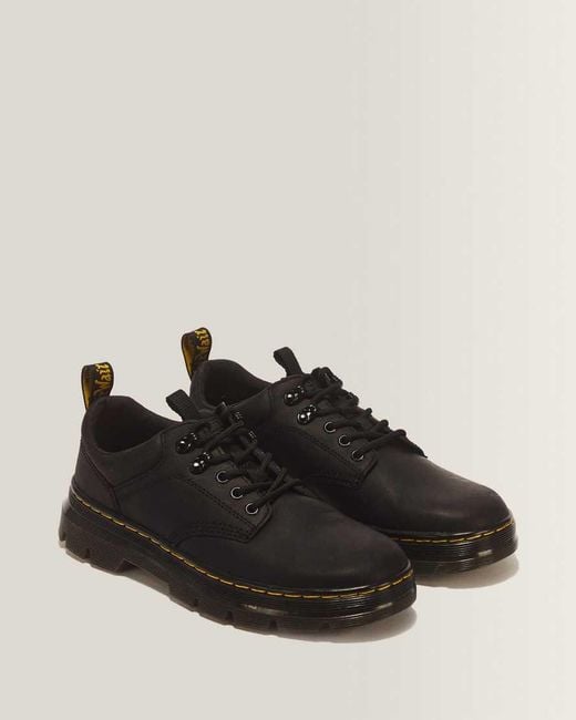 Dr. Martens Black Leather Reeder Extra Tough Utility Shoes for men
