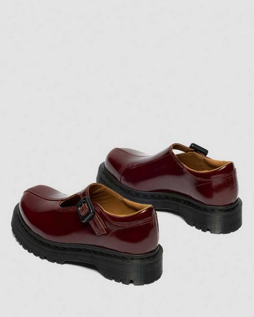 Dr. Martens Brown Rejena Mary Jane Lacquered Leather Shoes