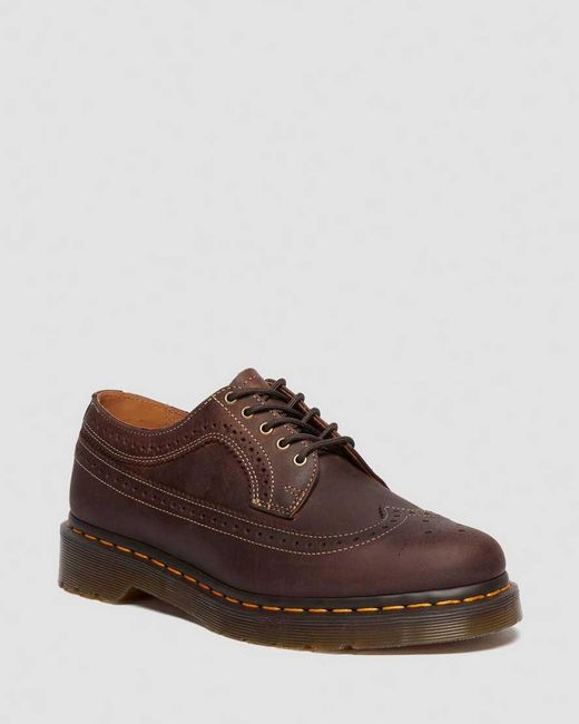 Dr. Martens Brown 3989 Crazy Horse Leather Brogues Shoes for men