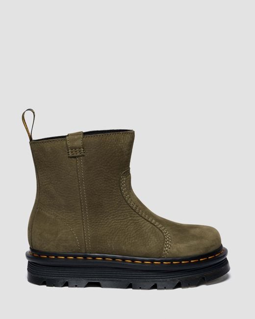 Dr. Martens Green Zebzag RIGGER Slip On Nubuck Boots