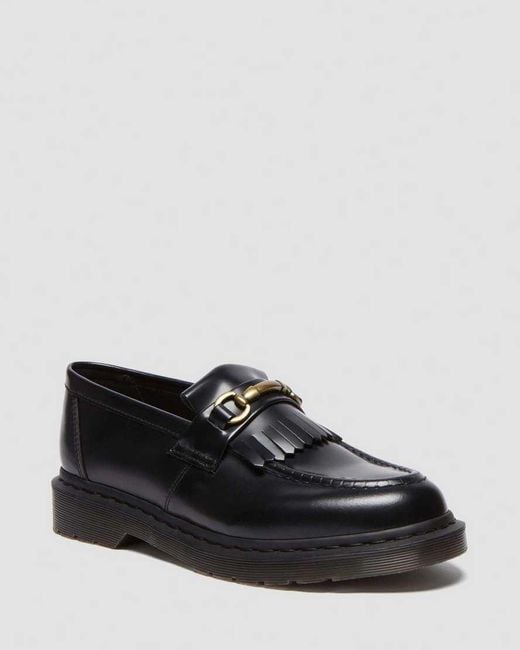 Dr. Martens Black Adrian Snaffle Smooth Leather Tassel Loafers for men