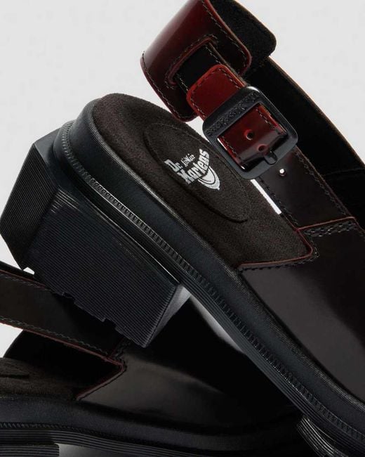 Dr. Martens Black Maybole Square Toe Rub Off Leather Mules