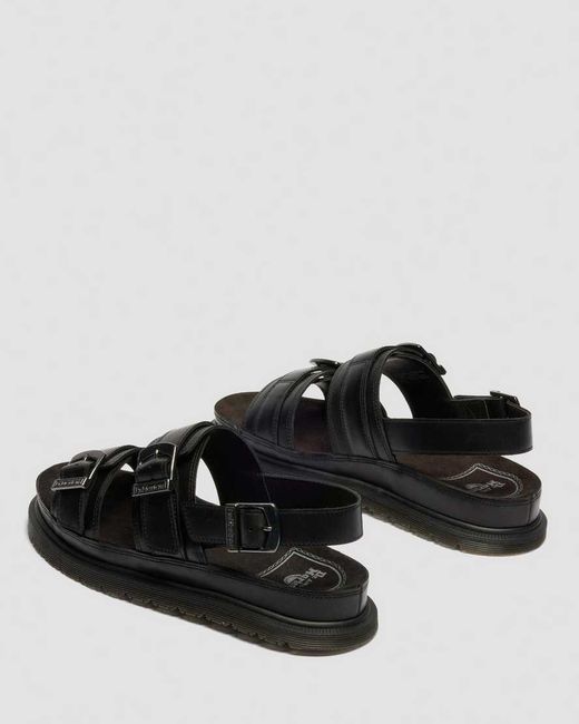 Dr. Martens Black San Two Strap Leather Sandals for men