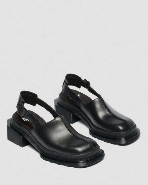 Dr. Martens Black Maybole Square Toe Leather Mules