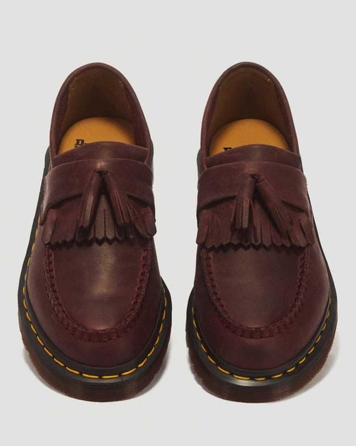 Dr. Martens Brown Adrian Crazy Horse Leather Tassel Loafers for men