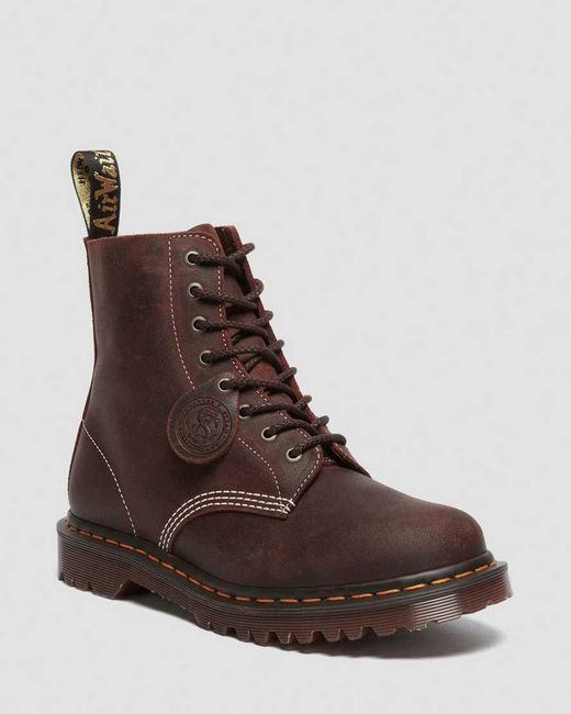 Dr. Martens Brown 1460 Made In England Wax Commander Lace Up Boots for men