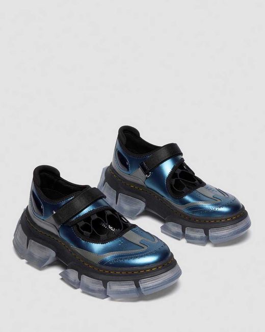 Dr. Martens Blue Satin Finish Leather Dmxl V2 Mary Jane Shoes