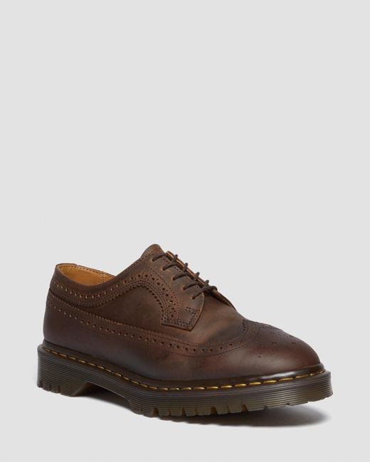 Dr. Martens Brown 3989 Brogues Crazy Horse Leather Shoes for men