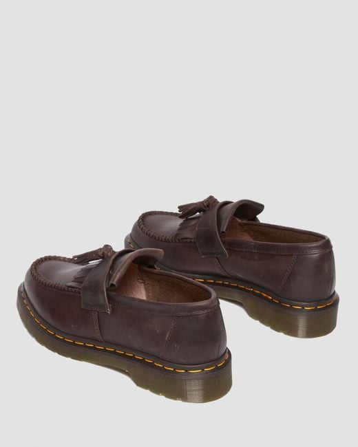 Dr. Martens Brown Adrian Crazy Horse Leather Tassel Loafers for men